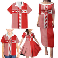 Custom Denmark National Football Family Matching Puletasi and Hawaiian Shirt The Red and Whites Sporty Style - Wonder Print Shop