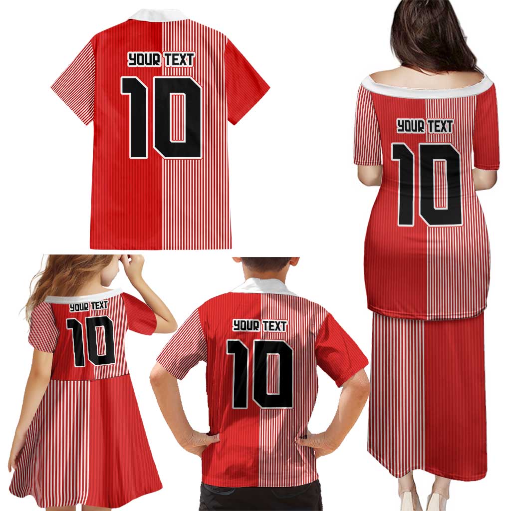 Custom Denmark National Football Family Matching Puletasi and Hawaiian Shirt The Red and Whites Sporty Style - Wonder Print Shop