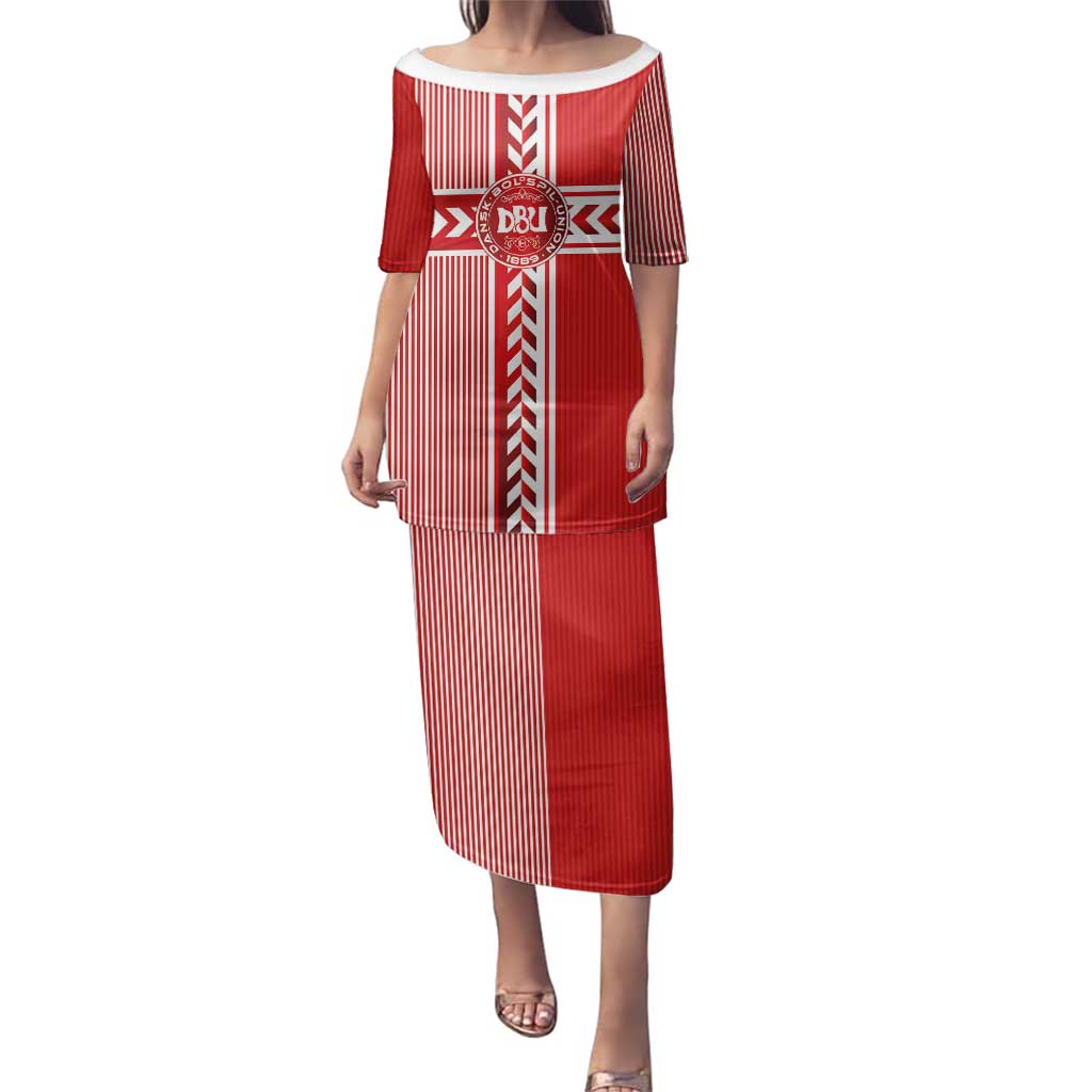 Custom Denmark National Football Family Matching Puletasi and Hawaiian Shirt The Red and Whites Sporty Style - Wonder Print Shop