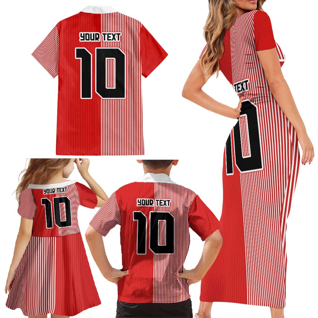 Custom Denmark National Football Family Matching Short Sleeve Bodycon Dress and Hawaiian Shirt The Red and Whites Sporty Style - Wonder Print Shop