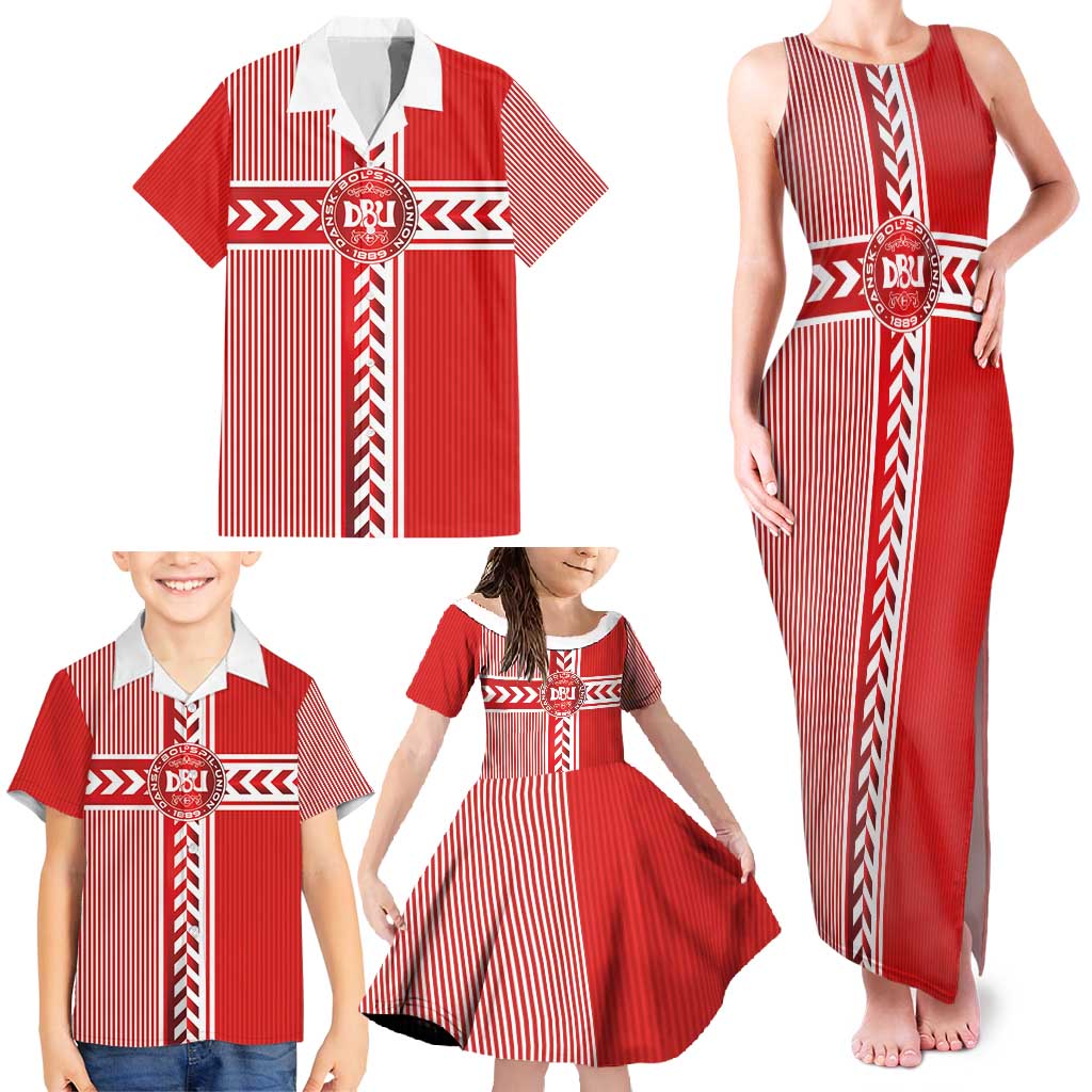 Custom Denmark National Football Family Matching Tank Maxi Dress and Hawaiian Shirt The Red and Whites Sporty Style - Wonder Print Shop
