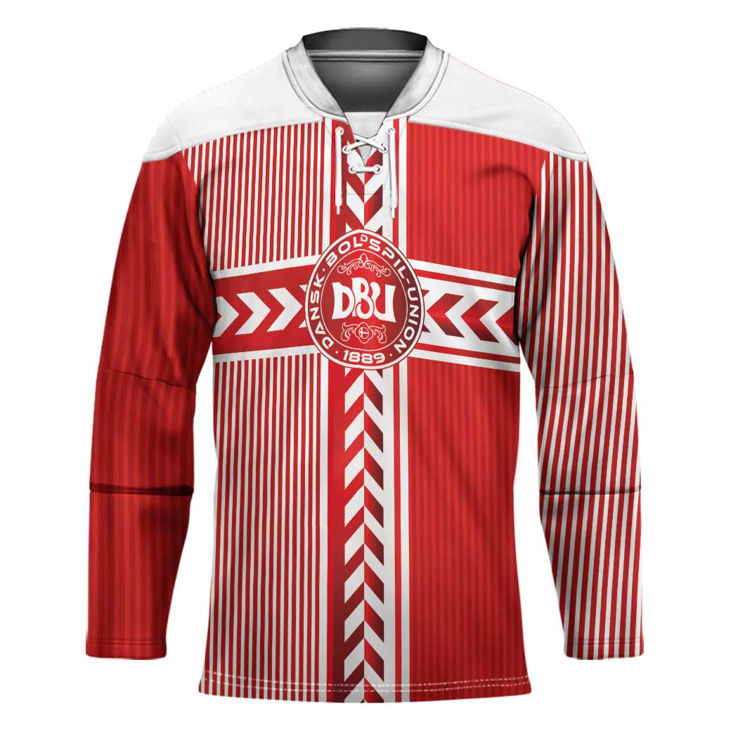 Custom Denmark National Football Hockey Jersey The Red and Whites Sporty Style - Wonder Print Shop