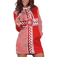 Custom Denmark National Football Hoodie Dress The Red and Whites Sporty Style - Wonder Print Shop