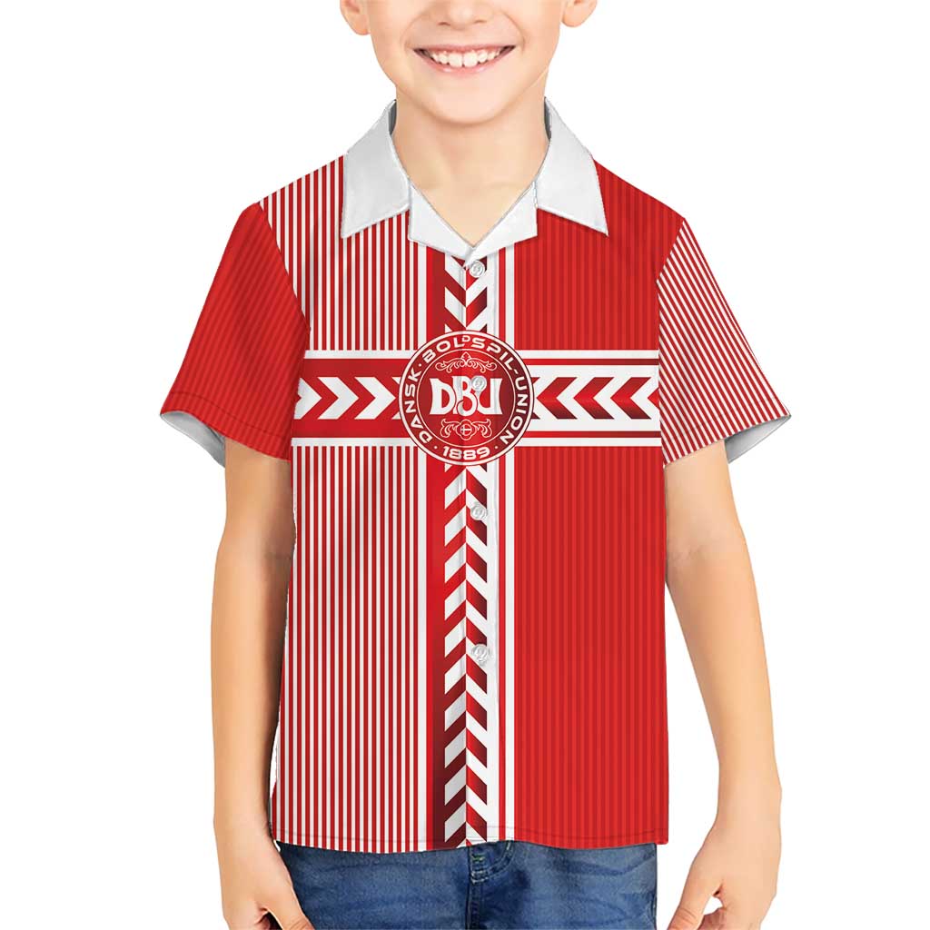 Custom Denmark National Football Kid Hawaiian Shirt The Red and Whites Sporty Style - Wonder Print Shop