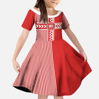 Custom Denmark National Football Kid Short Sleeve Dress The Red and Whites Sporty Style - Wonder Print Shop