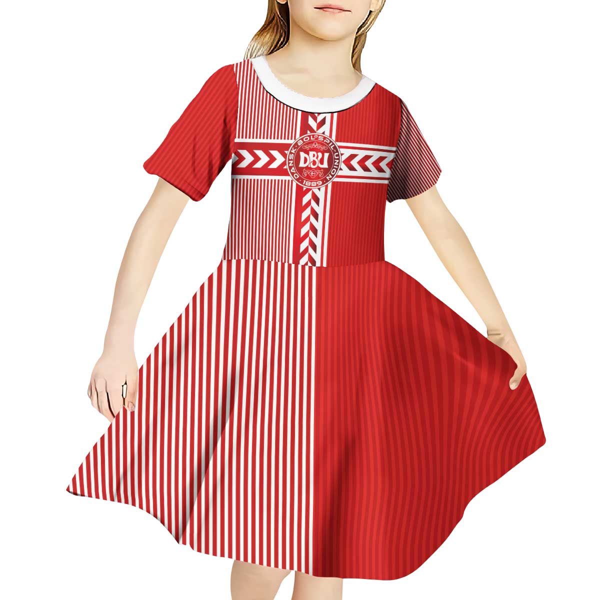 Custom Denmark National Football Kid Short Sleeve Dress The Red and Whites Sporty Style - Wonder Print Shop