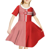 Custom Denmark National Football Kid Short Sleeve Dress The Red and Whites Sporty Style - Wonder Print Shop