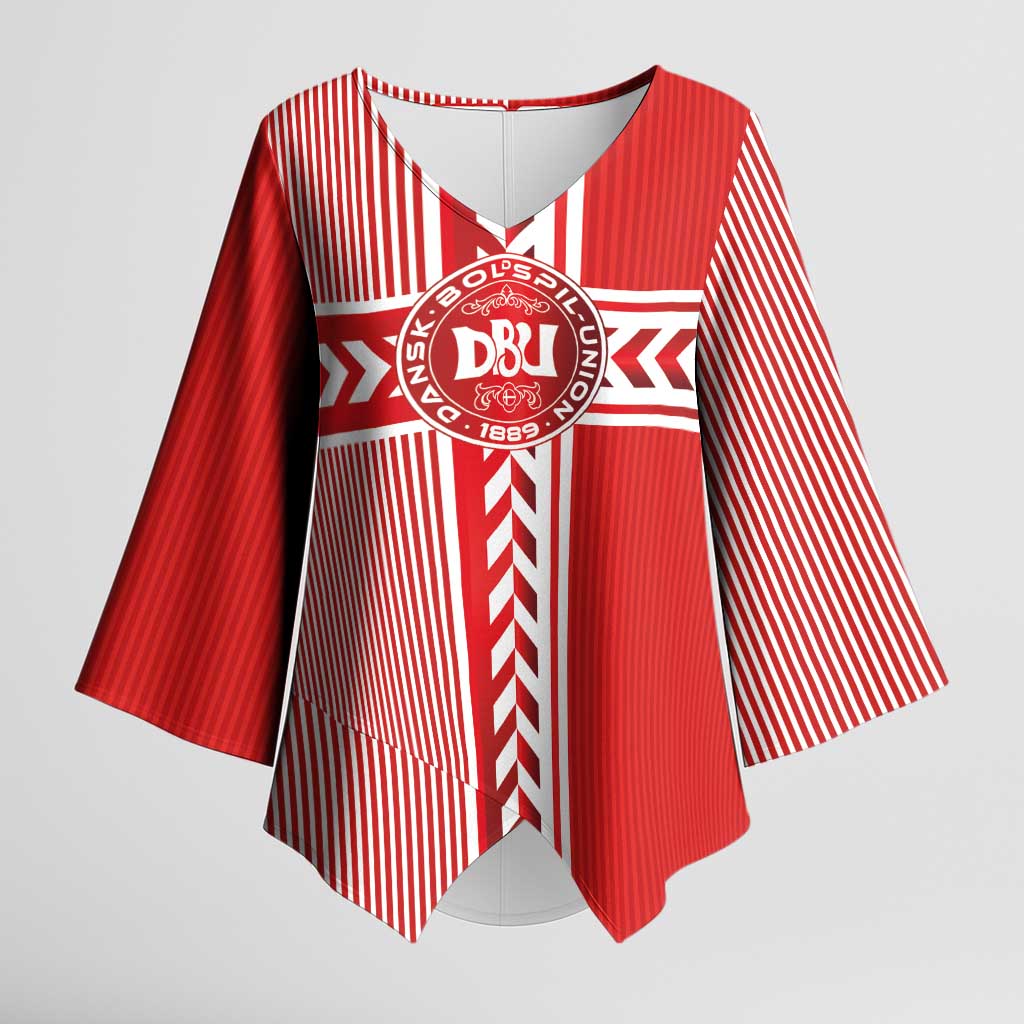 Custom Denmark National Football Kimono Sleeve Blouse The Red and Whites Sporty Style - Wonder Print Shop