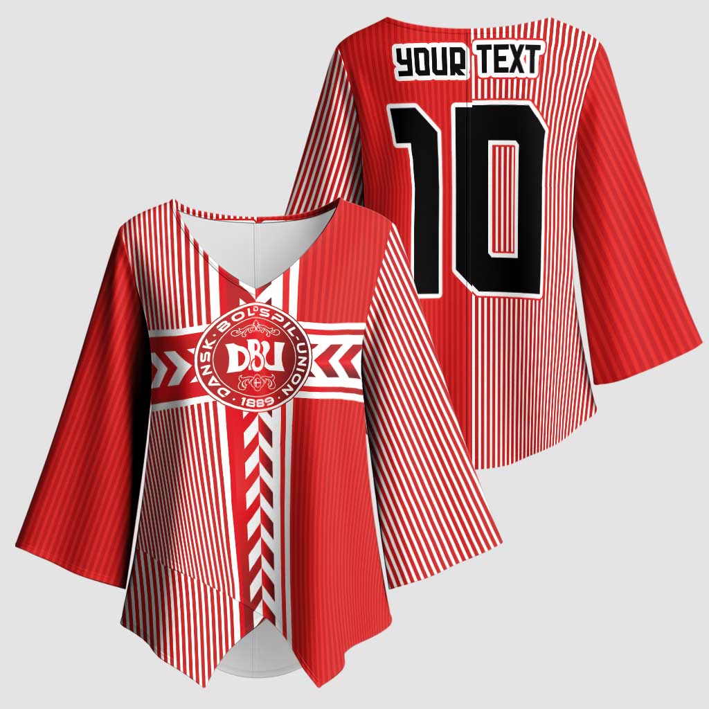 Custom Denmark National Football Kimono Sleeve Blouse The Red and Whites Sporty Style - Wonder Print Shop