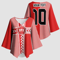 Custom Denmark National Football Kimono Sleeve Blouse The Red and Whites Sporty Style - Wonder Print Shop