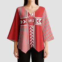 Custom Denmark National Football Kimono Sleeve Blouse The Red and Whites Sporty Style - Wonder Print Shop