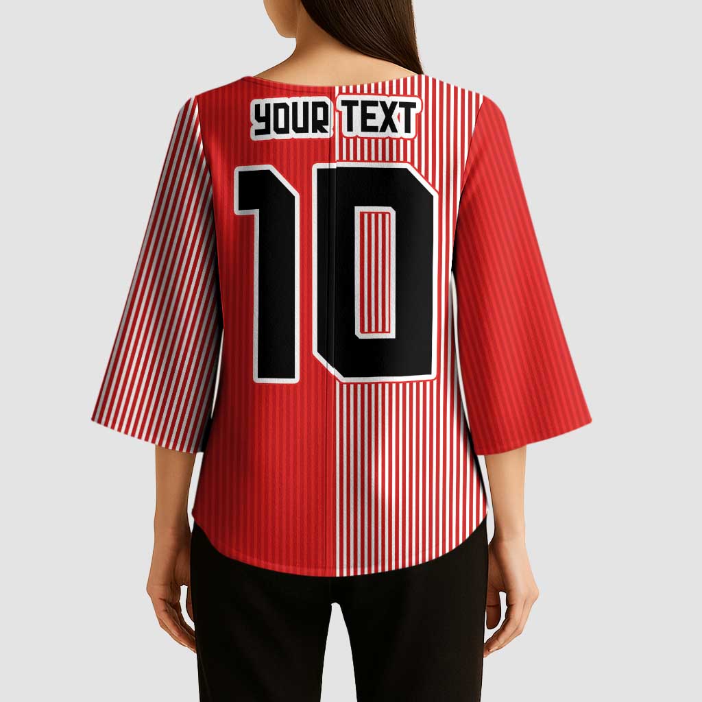 Custom Denmark National Football Kimono Sleeve Blouse The Red and Whites Sporty Style - Wonder Print Shop