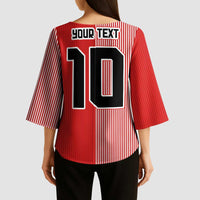 Custom Denmark National Football Kimono Sleeve Blouse The Red and Whites Sporty Style - Wonder Print Shop