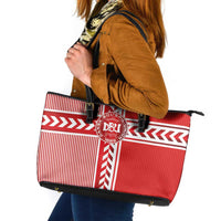 Denmark National Football Leather Tote Bag The Red and Whites Sporty Style - Wonder Print Shop