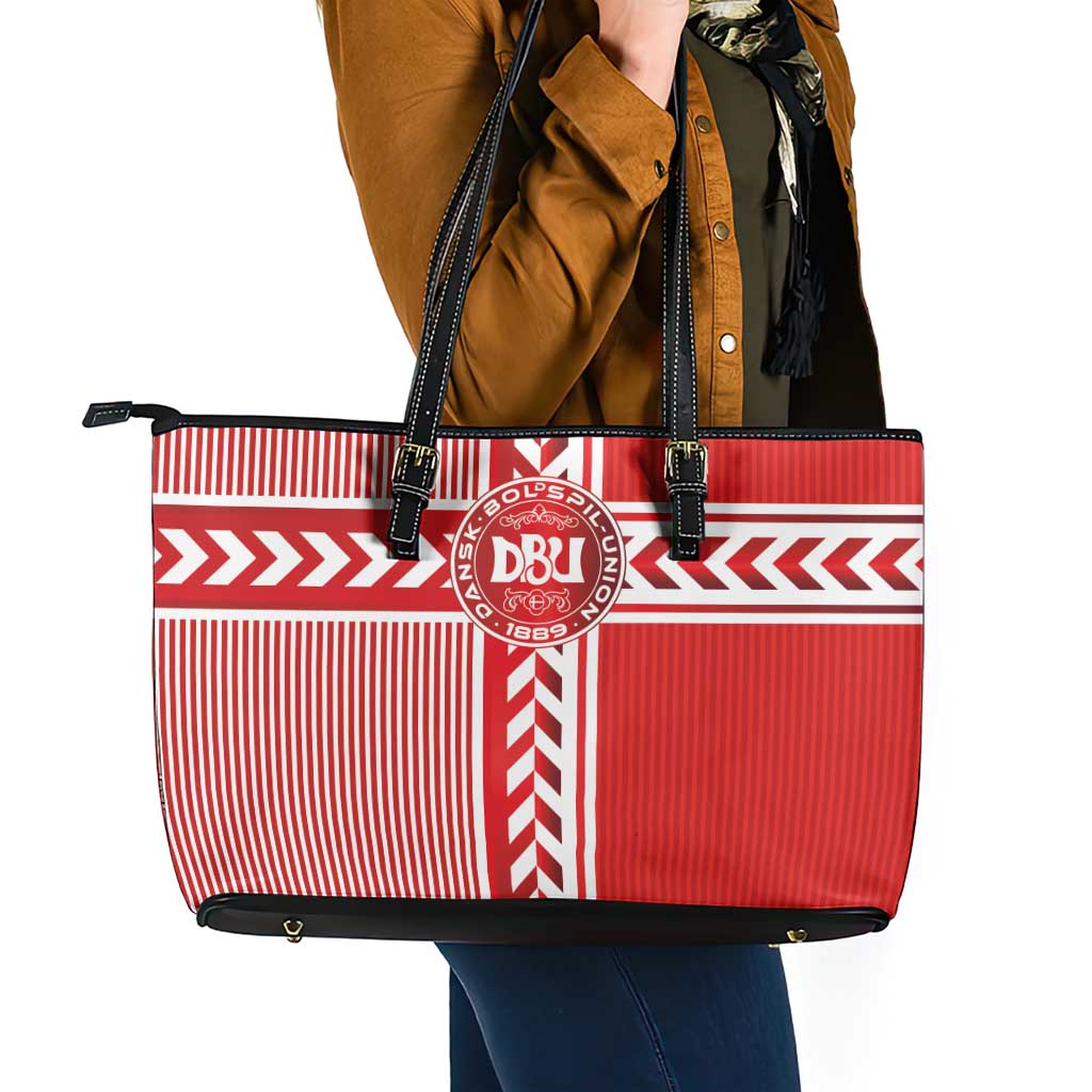 Denmark National Football Leather Tote Bag The Red and Whites Sporty Style - Wonder Print Shop