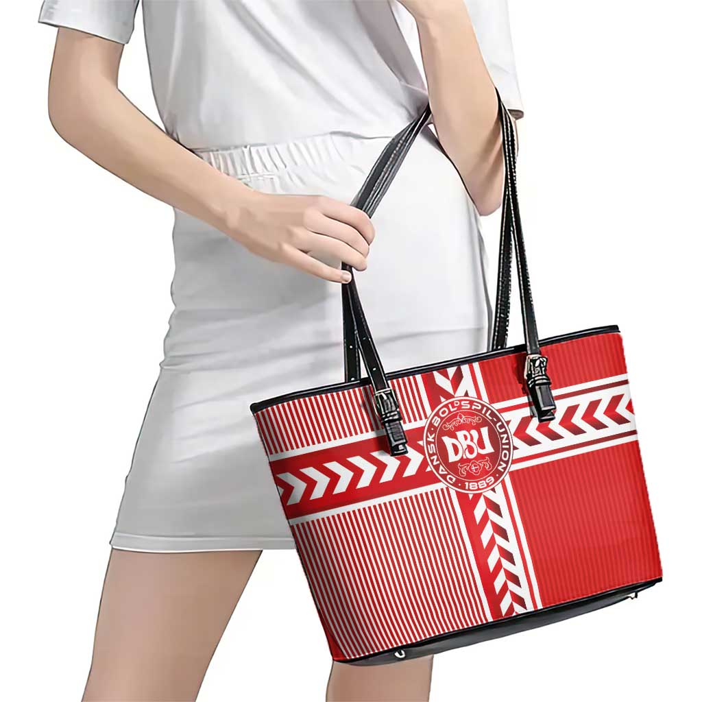 Denmark National Football Leather Tote Bag The Red and Whites Sporty Style - Wonder Print Shop