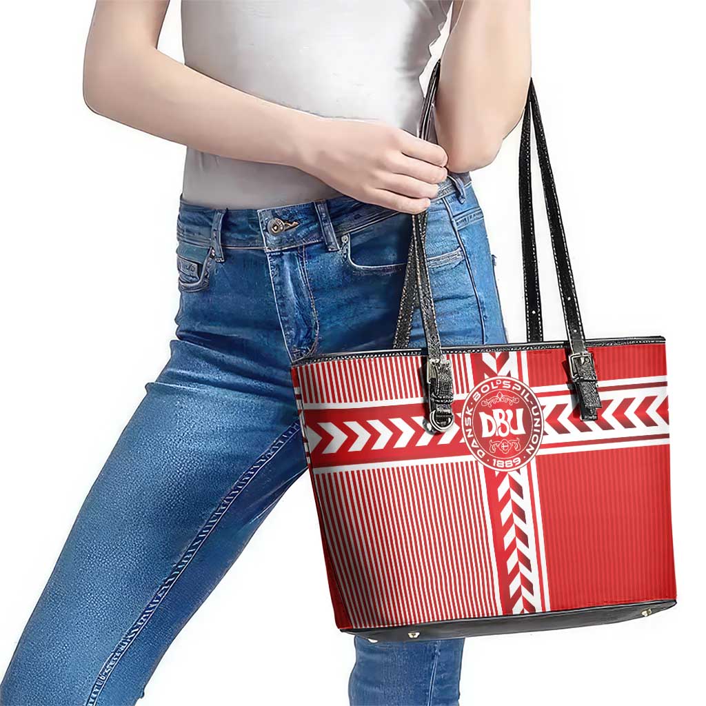 Denmark National Football Leather Tote Bag The Red and Whites Sporty Style - Wonder Print Shop