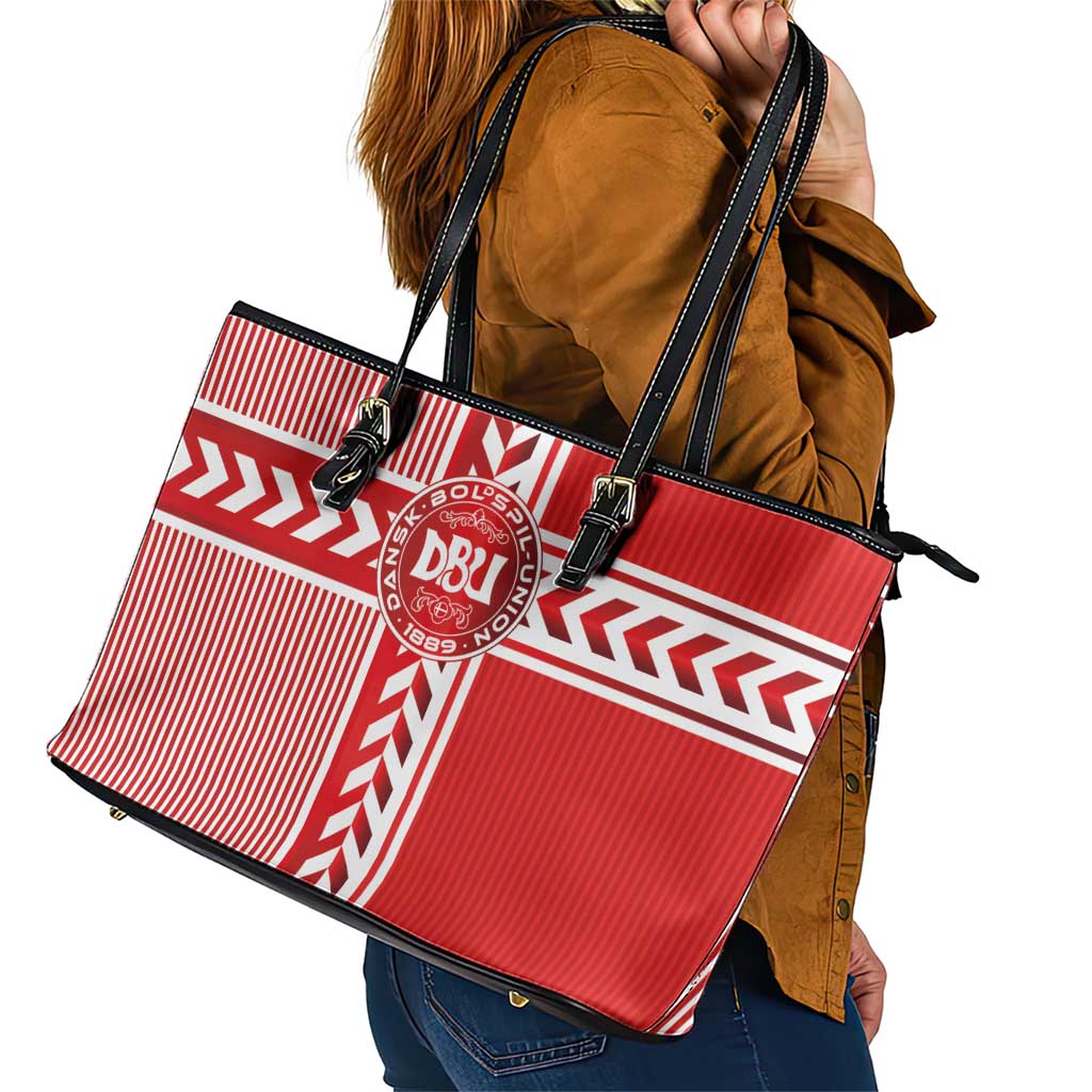 Denmark National Football Leather Tote Bag The Red and Whites Sporty Style - Wonder Print Shop