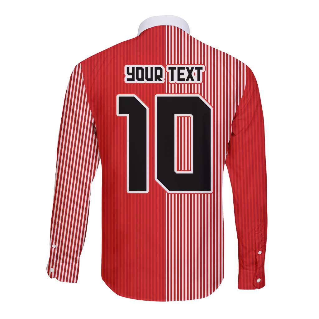 Custom Denmark National Football Long Sleeve Button Shirt The Red and Whites Sporty Style - Wonder Print Shop