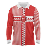 Custom Denmark National Football Long Sleeve Polo Shirt The Red and Whites Sporty Style - Wonder Print Shop