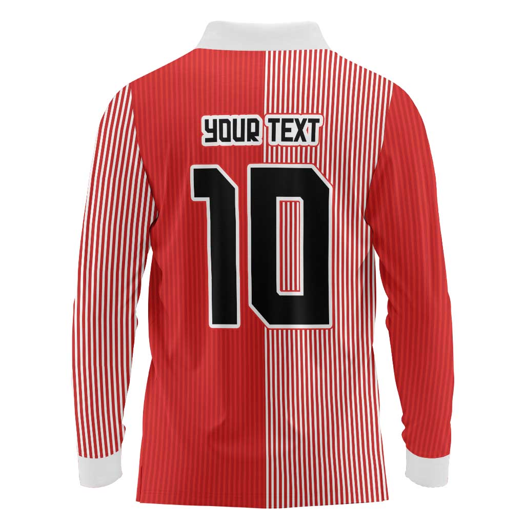 Custom Denmark National Football Long Sleeve Polo Shirt The Red and Whites Sporty Style - Wonder Print Shop