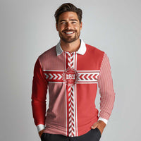 Custom Denmark National Football Long Sleeve Polo Shirt The Red and Whites Sporty Style - Wonder Print Shop