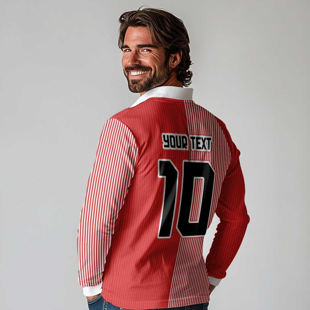 Custom Denmark National Football Long Sleeve Polo Shirt The Red and Whites Sporty Style - Wonder Print Shop
