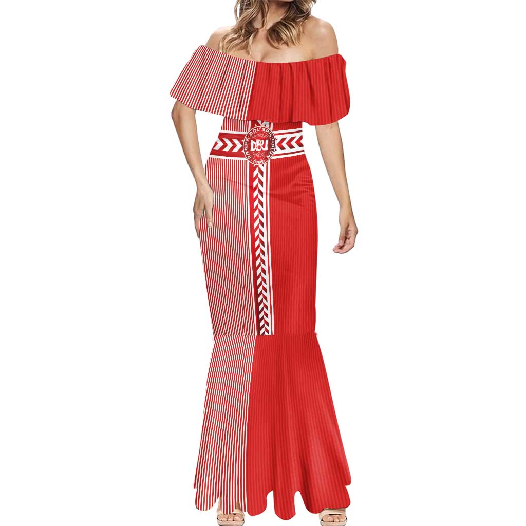 Custom Denmark National Football Mermaid Dress The Red and Whites Sporty Style - Wonder Print Shop