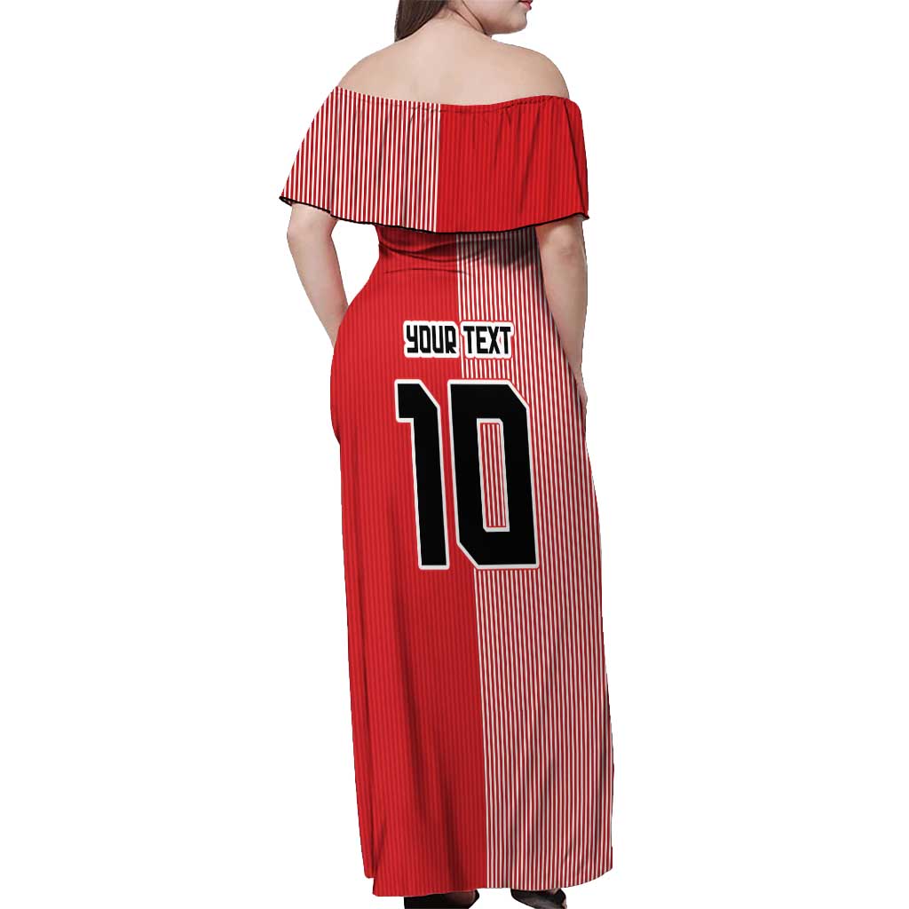 Custom Denmark National Football Off Shoulder Maxi Dress The Red and Whites Sporty Style - Wonder Print Shop