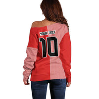 Custom Denmark National Football Off Shoulder Sweater The Red and Whites Sporty Style - Wonder Print Shop