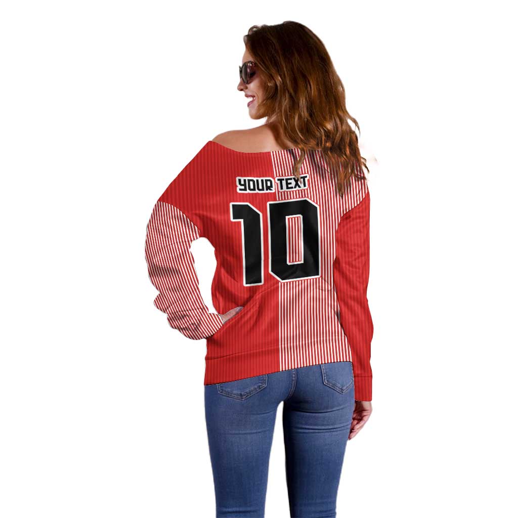Custom Denmark National Football Off Shoulder Sweater The Red and Whites Sporty Style - Wonder Print Shop