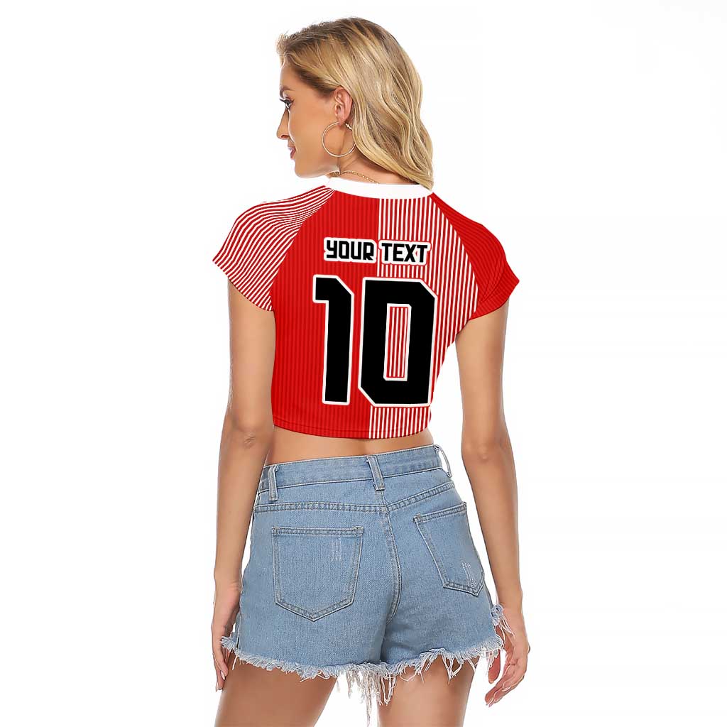 Custom Denmark National Football Raglan Cropped T Shirt The Red and Whites Sporty Style - Wonder Print Shop