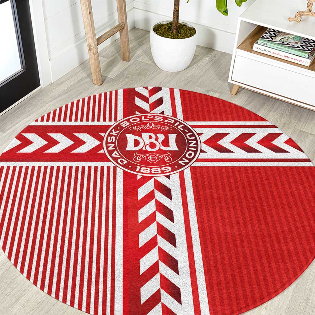 Denmark National Football Round Carpet The Red and Whites Sporty Style - Wonder Print Shop