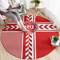 Denmark National Football Round Carpet The Red and Whites Sporty Style - Wonder Print Shop