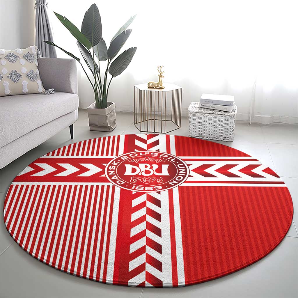 Denmark National Football Round Carpet The Red and Whites Sporty Style - Wonder Print Shop