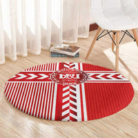 Denmark National Football Round Carpet The Red and Whites Sporty Style - Wonder Print Shop