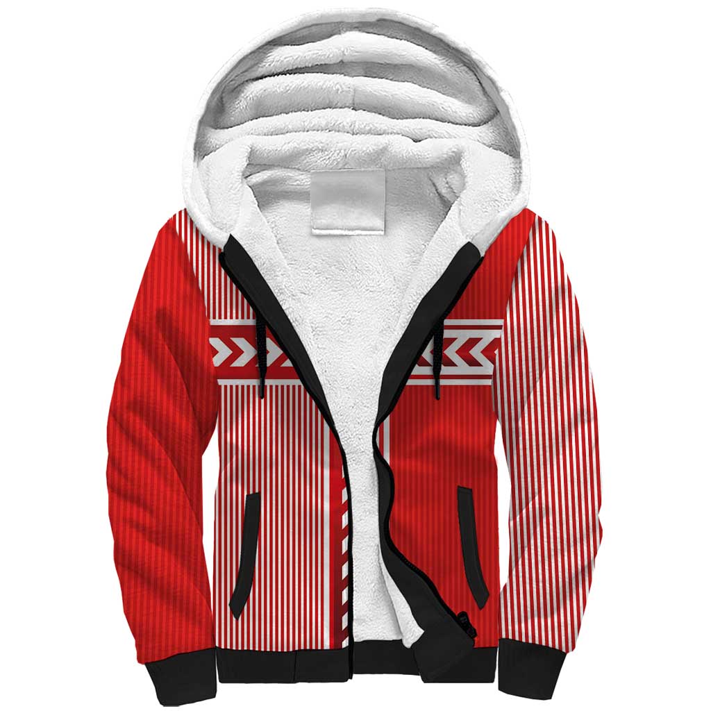 Custom Denmark National Football Sherpa Hoodie The Red and Whites Sporty Style - Wonder Print Shop