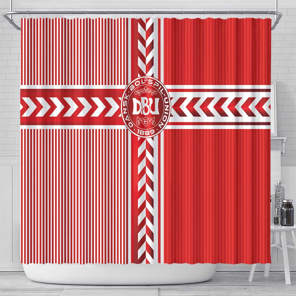 Denmark National Football Shower Curtain The Red and Whites Sporty Style - Wonder Print Shop