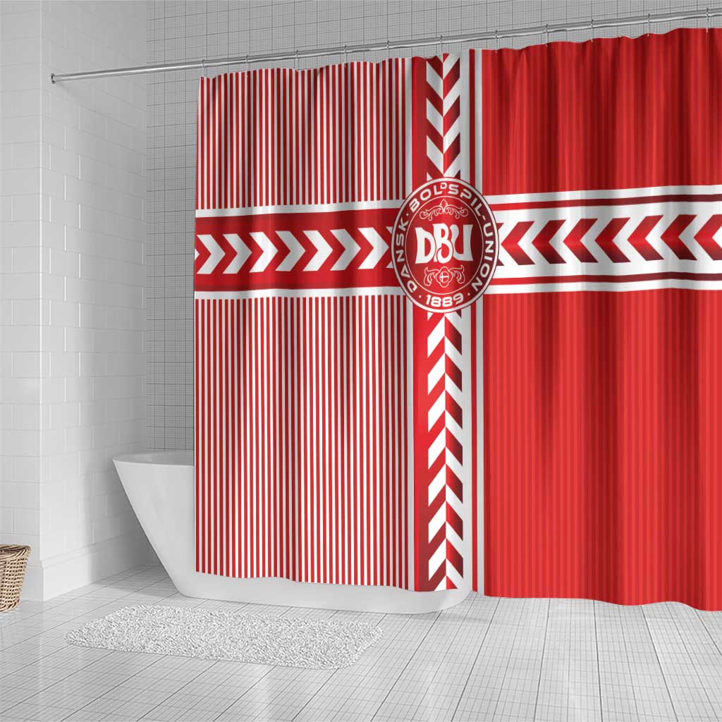 Denmark National Football Shower Curtain The Red and Whites Sporty Style - Wonder Print Shop