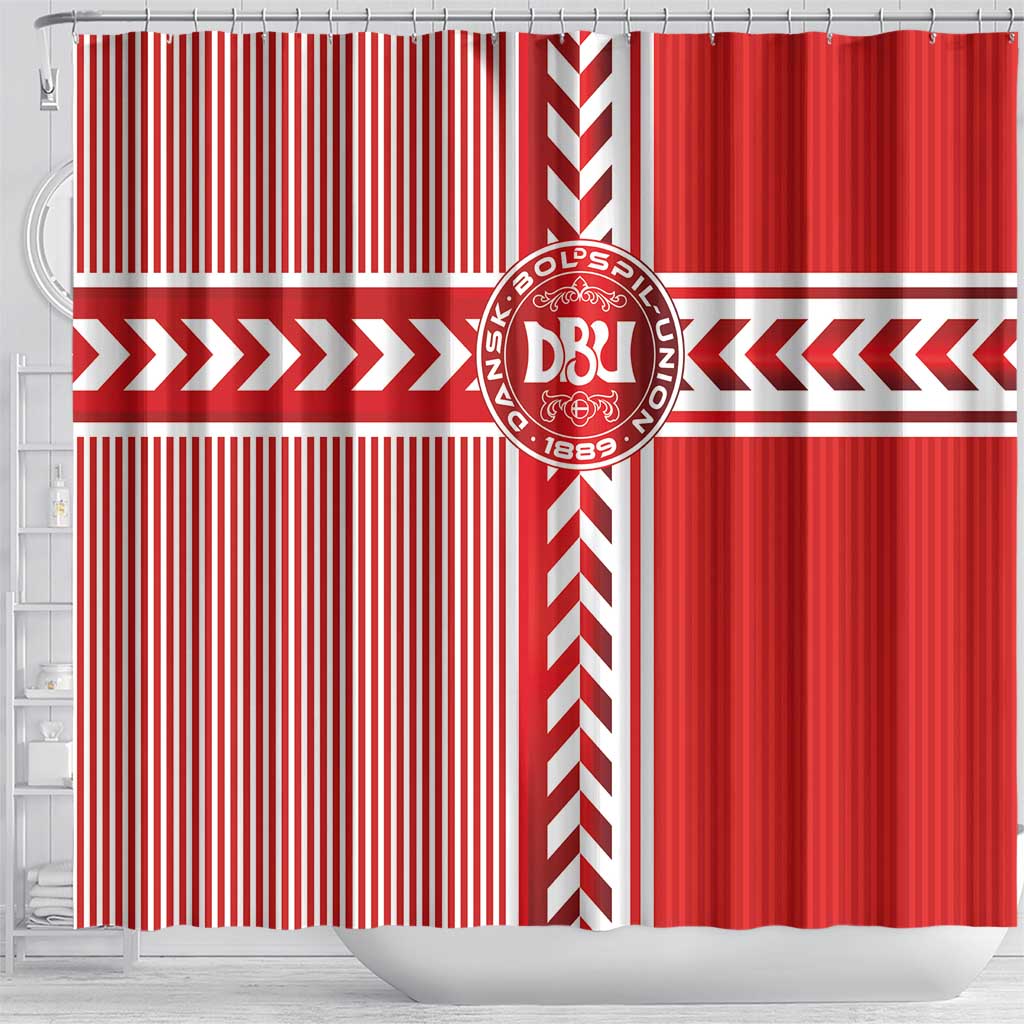 Denmark National Football Shower Curtain The Red and Whites Sporty Style - Wonder Print Shop