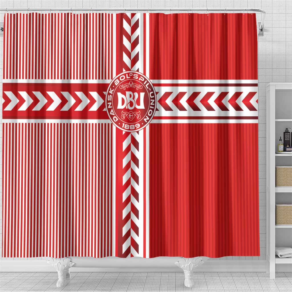 Denmark National Football Shower Curtain The Red and Whites Sporty Style - Wonder Print Shop
