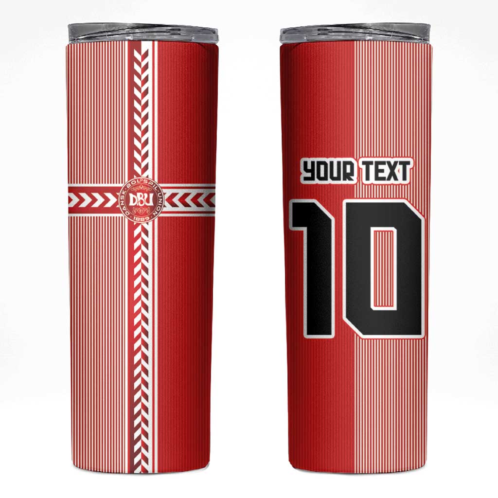 Custom Denmark National Football Skinny Tumbler The Red and Whites Sporty Style - Wonder Print Shop