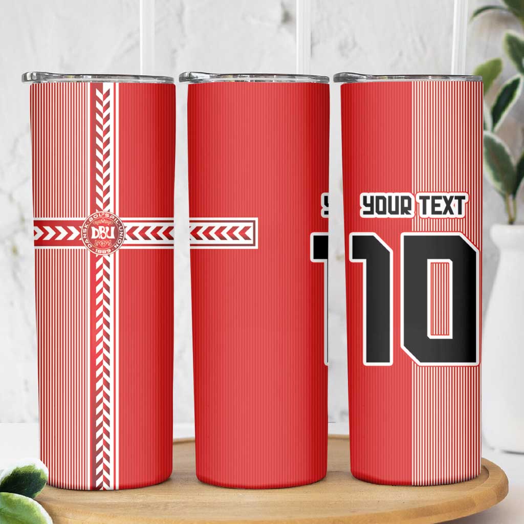 Custom Denmark National Football Skinny Tumbler The Red and Whites Sporty Style - Wonder Print Shop
