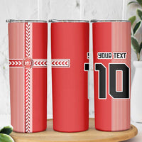 Custom Denmark National Football Skinny Tumbler The Red and Whites Sporty Style - Wonder Print Shop