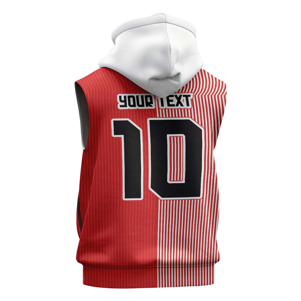 Custom Denmark National Football Sleeveless Hoodie The Red and Whites Sporty Style - Wonder Print Shop