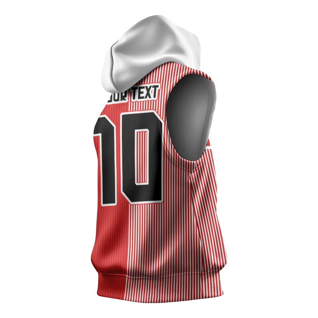 Custom Denmark National Football Sleeveless Hoodie The Red and Whites Sporty Style - Wonder Print Shop