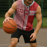 Custom Denmark National Football Sleeveless Hoodie The Red and Whites Sporty Style - Wonder Print Shop