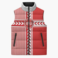 Custom Denmark National Football Sleeveless Puffer Jacket The Red and Whites Sporty Style - Wonder Print Shop