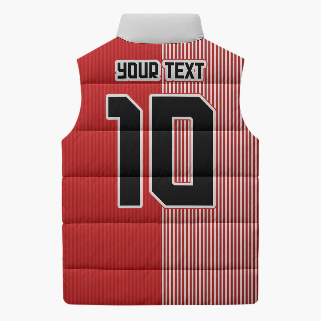 Custom Denmark National Football Sleeveless Puffer Jacket The Red and Whites Sporty Style - Wonder Print Shop