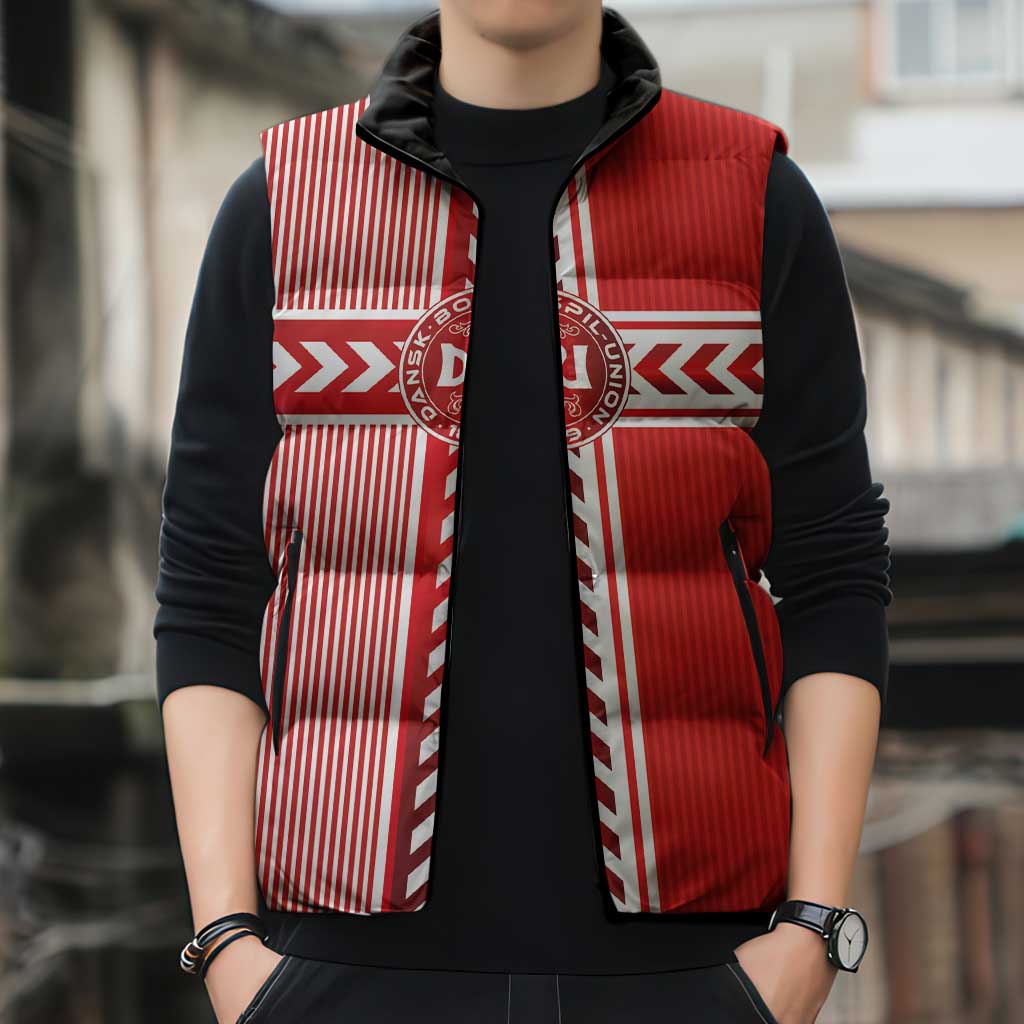Custom Denmark National Football Sleeveless Puffer Jacket The Red and Whites Sporty Style - Wonder Print Shop